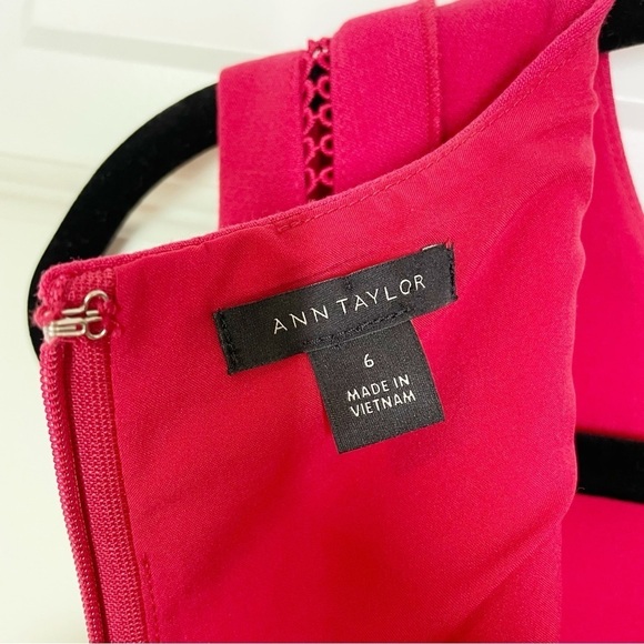 Ann Taylor Ruffle Sleeve Doubleweave Eyelet Sheath Dress in Pink Women’s Size 6 - Picture 7 of 10